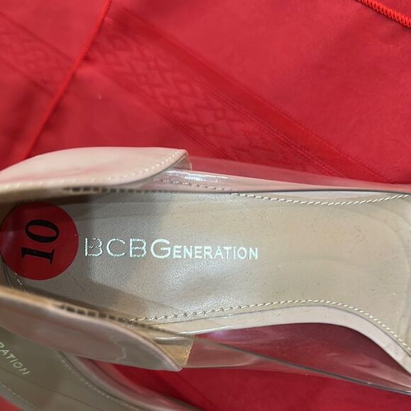 BCBGeneration Taupe Stiletto Heels with Transparent Panels Size 10 - Picture 2 of 10